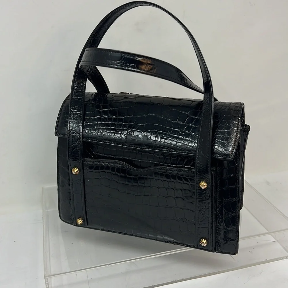 Lucille de Paris Black Crocodile Handbag